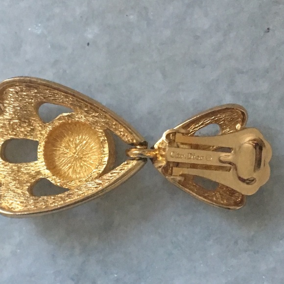 Sold- Vintage Dior Dangle Clip On Earrings - Picture 6 of 7